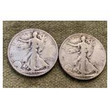 2 Walking Liberty half dollars