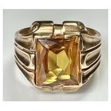 14k gold ring with yellow stone