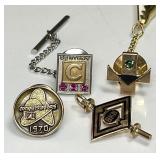 10 k gold service pins and pendant