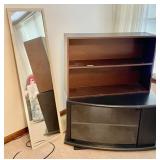 Swivel TV stand, book case, full length mirror