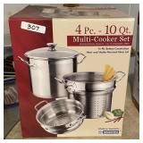 4-piece 10-qt. stainless cooker set