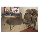 Round folding table and 3 folding chairs