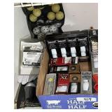 Flat of NEW golf balls and supplies