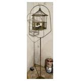 Brass bird cage on stand