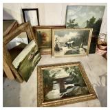 Group of original art and antique frames