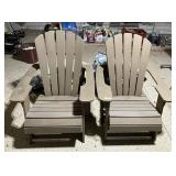 2 wood Adirondack chairs w/covers & cushions