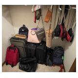 Closet group with purses and luggage