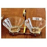 Mid century 2-bowl serving dish