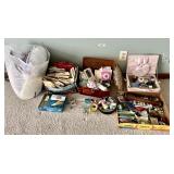Large group of sewing boxes, patterns, notions