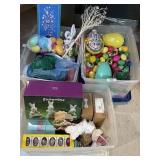 3 plastic totes of Easter decorations