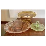 3 pieces Depression glass