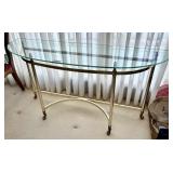 Hollywood Regency glass top half round table