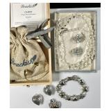 Brackish cuff bracelet, crystal necklace,