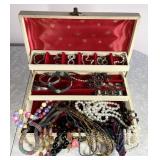 Vintage jewelry box and costume jewelry