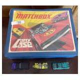 Vintage Matchbox case w/21 cars (3 redlines)