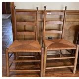 Pair of antique ladderback chairs w/rush seats