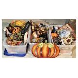 3 plastic totes of fall holiday dï¿½cor