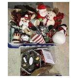 2 plastic totes of Christmas dï¿½cor