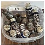 Silver salt and pepper shakers --some sterling