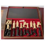 Chess set with resin pieces