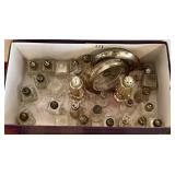 Silver lid salt & pepper, sterling rim coasters