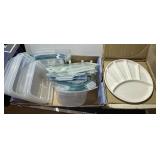 Plastic food storage, set of ceramic snack trays