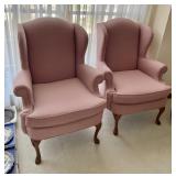 Pair of pink wingback chairs