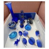 Flat of cobalt blue glass and spectacles