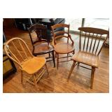 4 assorted vintage chairs