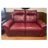 Burgundy leather dual power recliner