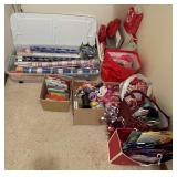 Closet w/wrapping paper, gift bags & boxes