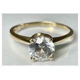 14k gold ring with clear stone