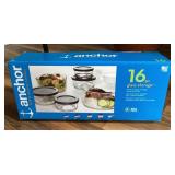 NEW  Anchor Hocking 16-pc. glass storage set