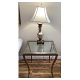 Glass top end table and lamp