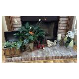 Home decor and florals on hearth