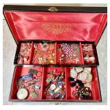 Vintage jewelry box and contents