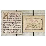 2 hand-stitched needlework mottos