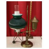Student desk lamp with green glass shade