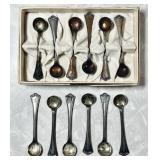 2 sets of 6 sterling silver salt spoons