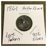 1861 half-dime love token