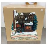Hand painted fiber optic log cabin decoration
