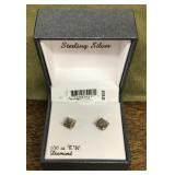 Sterling silver diamond earrings