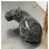 Carved marble hippo paperweight