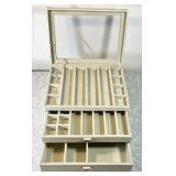 2-drawer jewelry box with glass lid