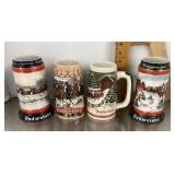 4 Anheuser Busch steins