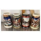 4 Budweiser steins