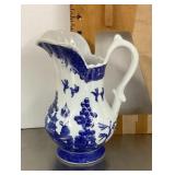 Blue and white ironstone pitcher