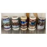 5 Budweiser steins