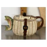 Eddie Bauer ceramic fishing creel teapot