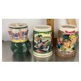 3 Budweiser steins